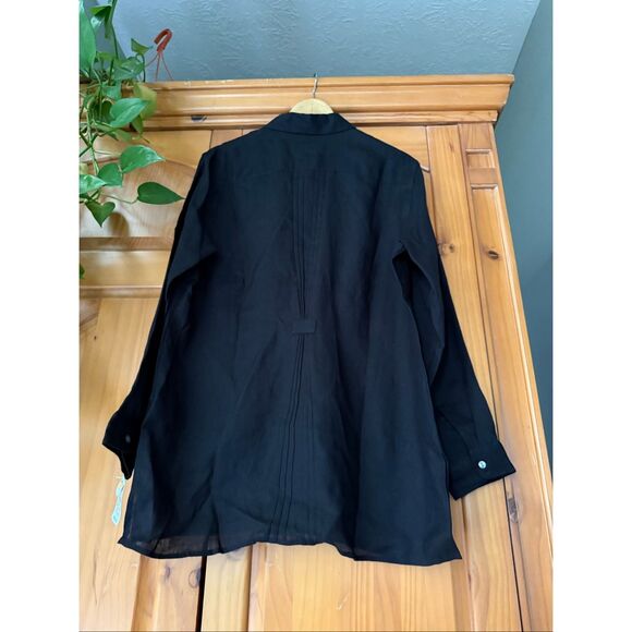 NWT Talbots Boy Friends 100% Linen Button Front Shirt Blouse Size 14 - Picture 7 of 11